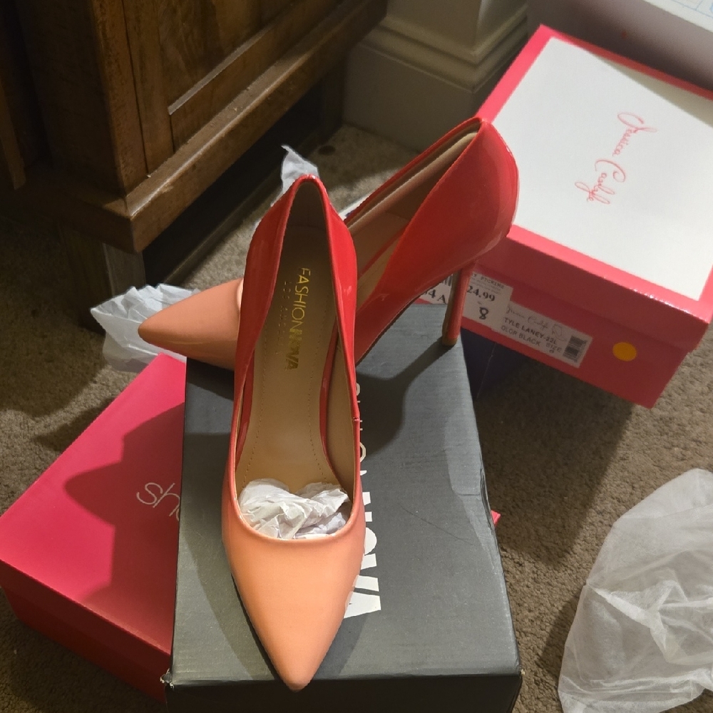 Fashion Nova Vibrant Coral and Peach Heels